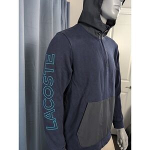 Lacoste Quarter Zip Hoodie Mens Medium Blue Casual‎ Designer Streetwear